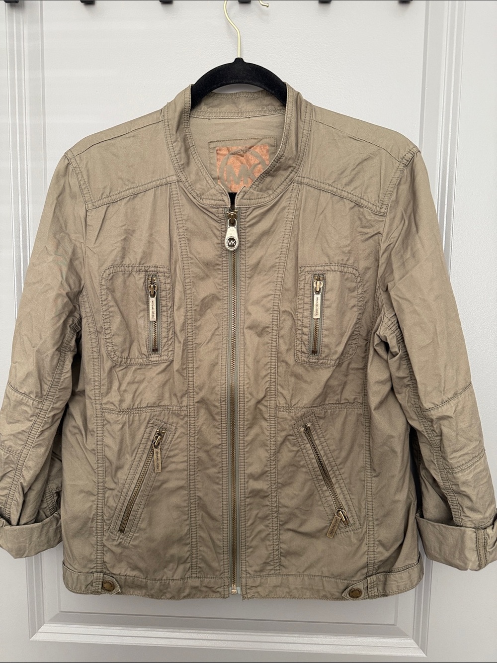 Michael Kors Olive Utility Zip Front Jacket